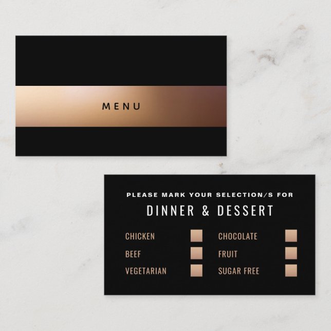 Golden Ombré, Modern Menu Selection (Front/Back)