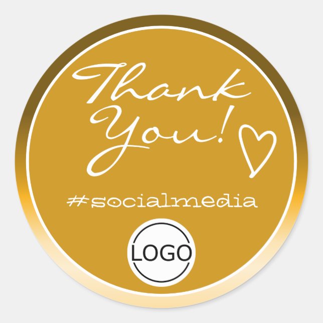 Golden Ombre Thank You Labels Circle Logo Template (Front)