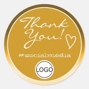 Golden Ombre Thank You Labels Circle Logo Template