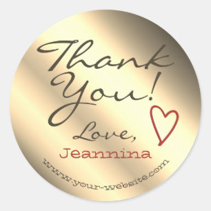 Golden Ombre Thank You Labels Heart Symbol Name