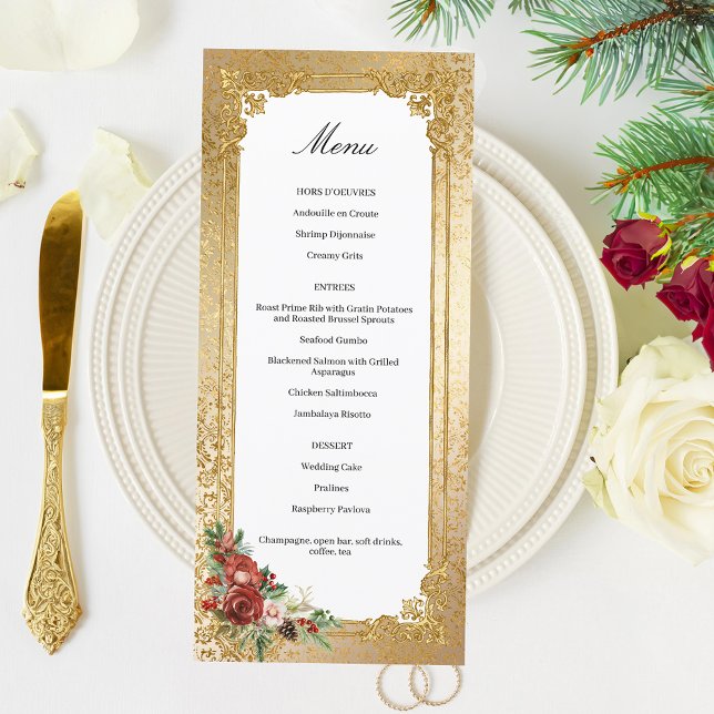 Golden Opulence Christmas Floral Wedding Menu (Creator Uploaded)