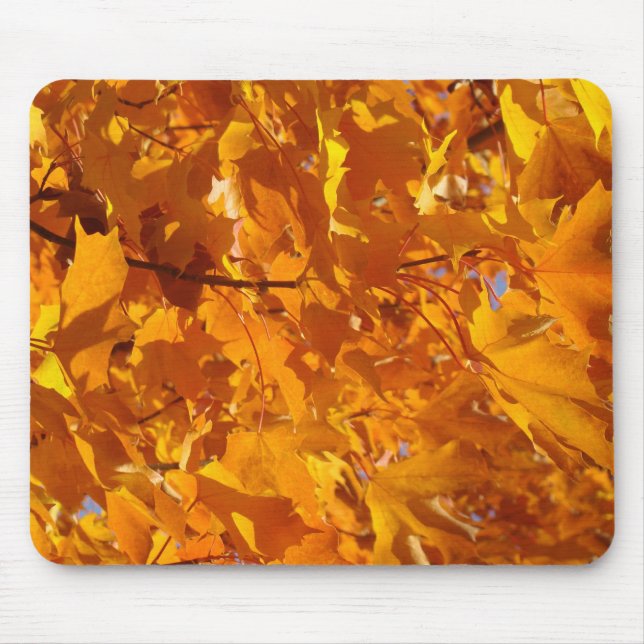 Golden Orange Autumn Leaves mousepad Quality (Front)