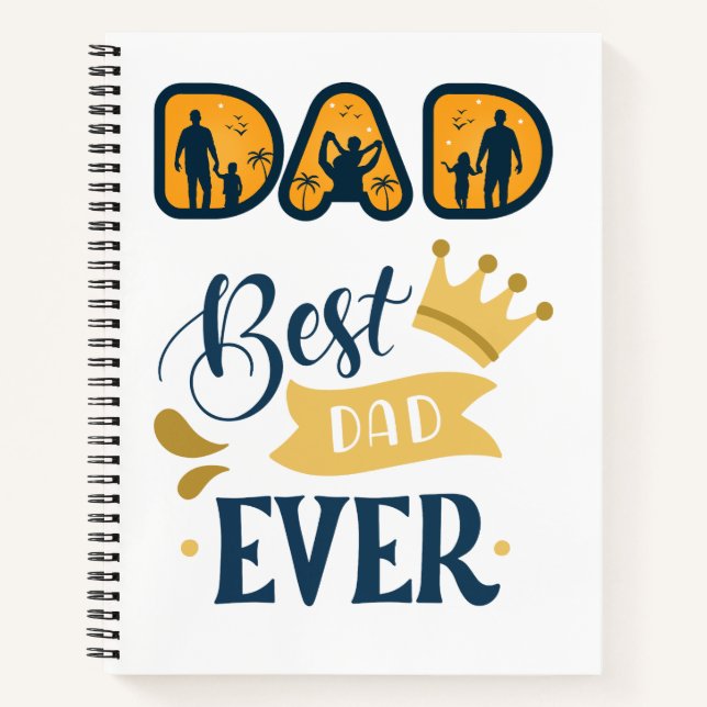 Golden Orange & Blue Modern Father's Day  Notebook (Front)