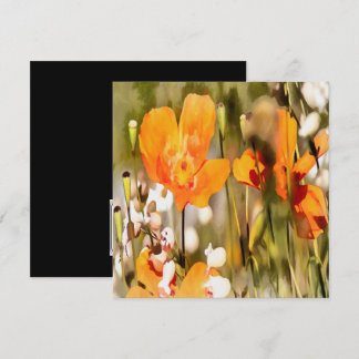 Golden Orange California Poppy Acrylic Painting Invitation