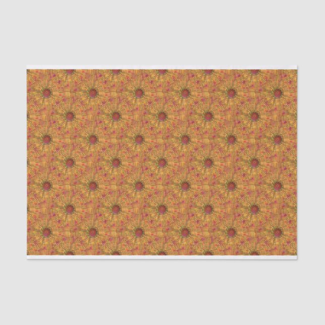 Golden Orange Circular Mosaic Pattern Tissue Paper (Front)