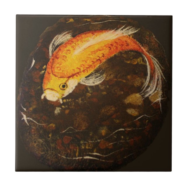 Golden Orange Koi Fish Tile (Front)