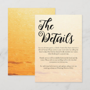 Golden orange summer sea waves wedding enclosure card