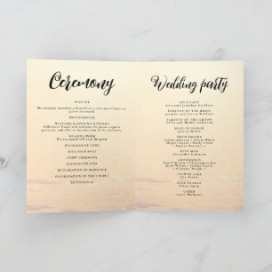 Golden orange summer sea waves wedding programme