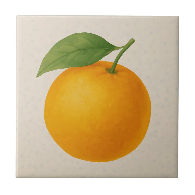 Golden Orange  – Watercolor Fruit  Tile (Front)