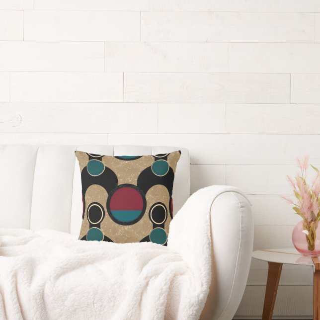 Golden Orbit Bold Circles Abstract Throw Cushion (Couch)