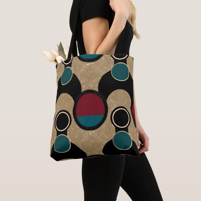Golden Orbit Bold Circles Abstract Throw Cushion Tote Bag (Close Up)