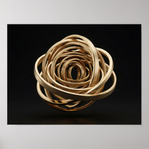 Golden Orbital Rings Luxury Abstract Canvas Print