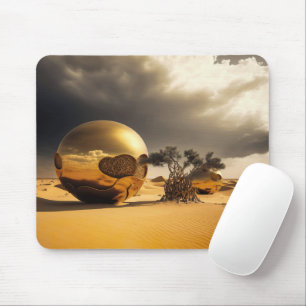 Golden Orbs in the Desert Storm Mouse Pad