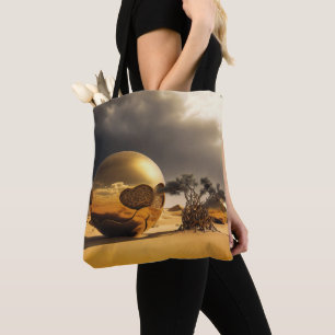 Golden Orbs in the Desert Storm Tote Bag