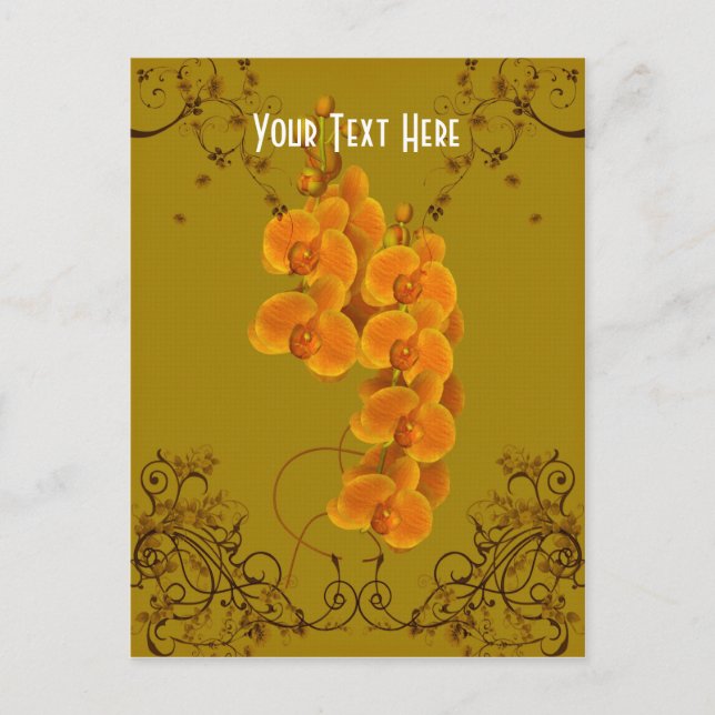 Golden Orchids Floral Customisable Postcard (Front)