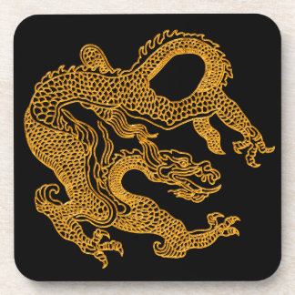 Golden oriental dragon 01 coaster