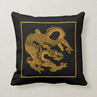 Golden oriental dragon 01 cushion