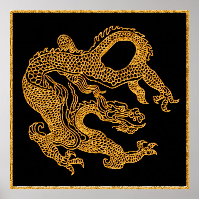 Golden oriental dragon 01 poster (Front)