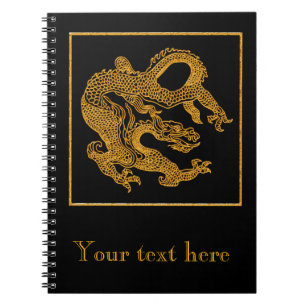Golden oriental dragon 01 spiral notebook