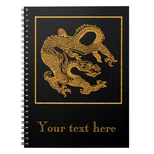 Golden oriental dragon 01 spiral notebook (Front)