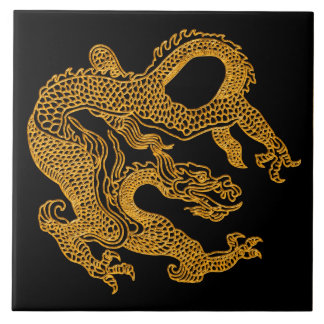 Golden oriental dragon 01 tile