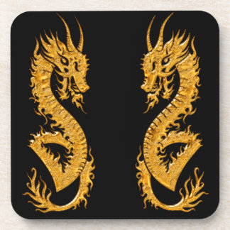Golden oriental dragon 02 coaster