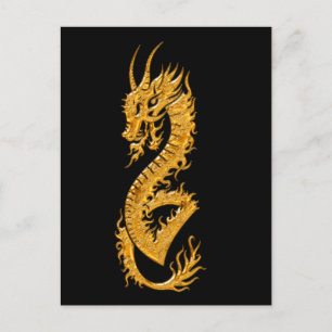 Golden oriental dragon 02 postcard