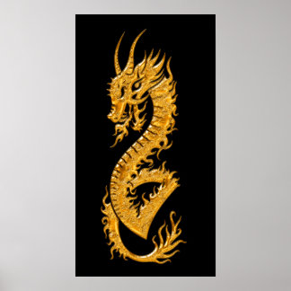 Golden oriental dragon 02 (right) poster
