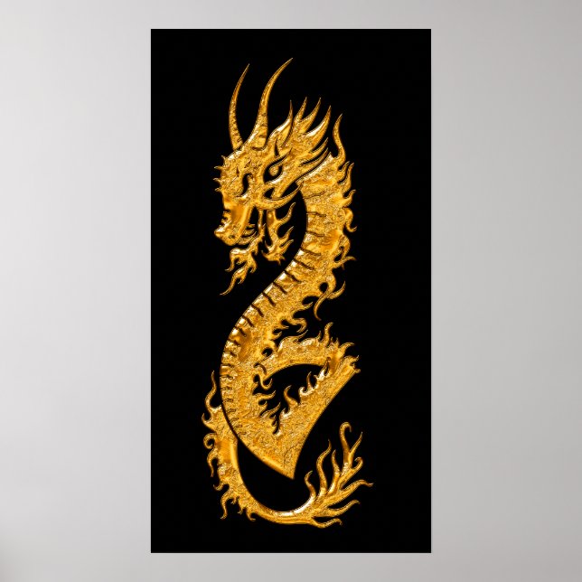 Golden oriental dragon 02 (right) poster (Front)