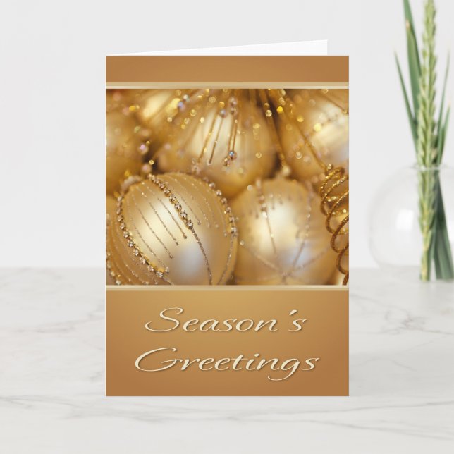 Golden Ormaments Season's Greetings Card (Front)
