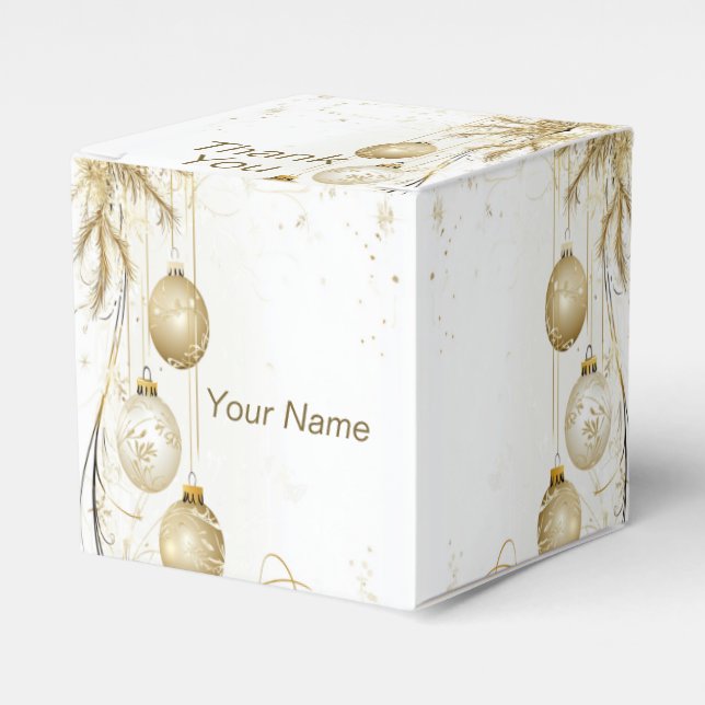 Golden Ornament Christmas Holiday Party Elegant Favour Box (Front Side)