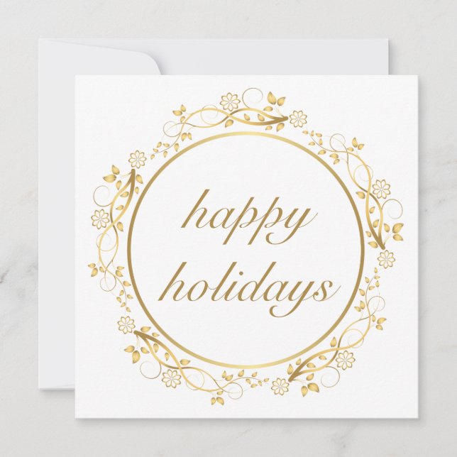 Golden ornament circle frame Christmas card  (Front)
