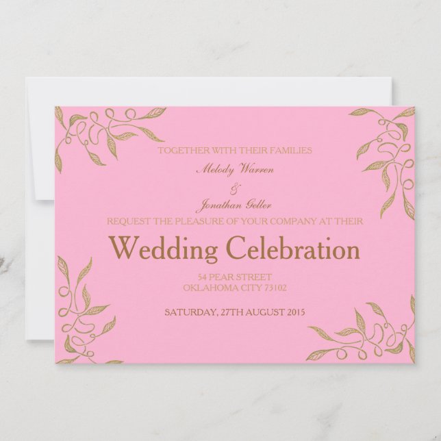 Golden Ornament Wedding Invitation Card (Front)