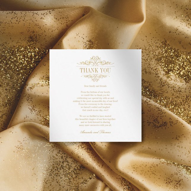 Golden ornament white chic modern  thank you card (Creator Uploaded)