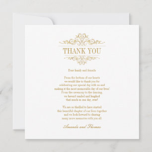Golden ornament white elegchic modern thank you card