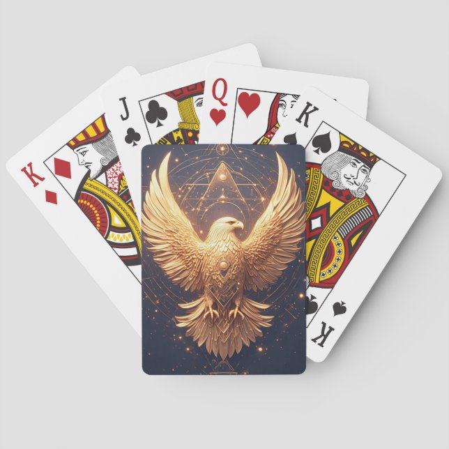 Golden Ornamental Eagle Playing Cards (Back)