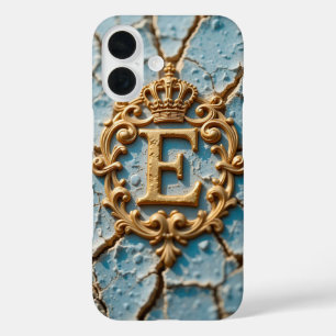 Golden Ornamental Letter E With Crown Overlay iPhone 16 Case