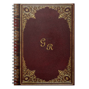 Golden Ornamental on Brown with Initials Spiral Notebook