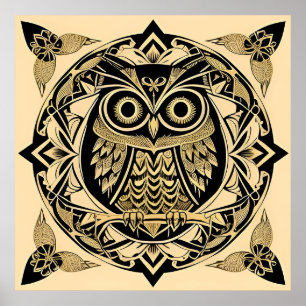 🦉 Golden Ornamental Owl Wall Art Luxury Decor ✨