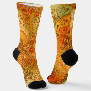 Golden Ornamental Paisley Socks