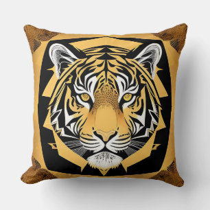 Golden Ornamental Tiger Artwork Cushion