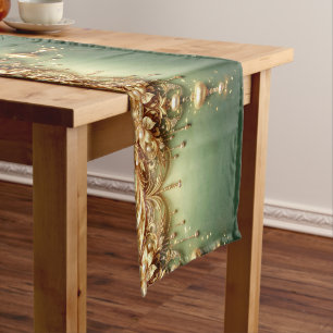 Golden Ornaments Holiday Table Runner