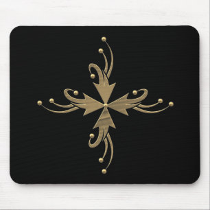 Golden ornaments on black background mouse pad