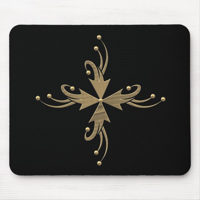 Golden ornaments on black background mouse pad (Front)