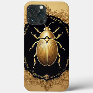 Golden Ornate Beetle on Decorative Background iPhone 13 Pro Max Case