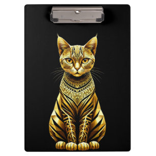 Golden Ornate Cat Illustration Clipboard