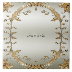 Golden Ornate Ceramic Tile