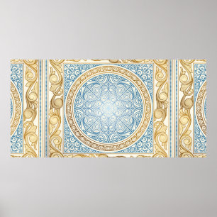 Golden ornate decorative vintage design poster