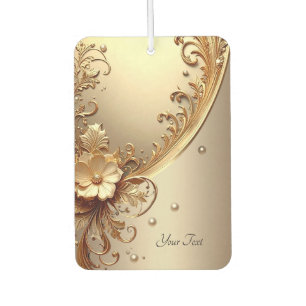 Golden Ornate Floral Air Freshener
