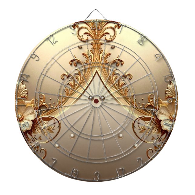 Golden Ornate Floral Dartboard (Front)